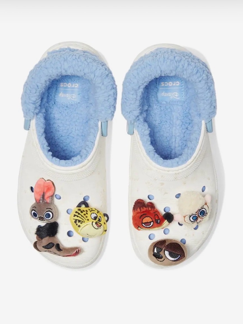 Crocs Zootopia Classic Platform Clogs Blue Lining Character Charms Sz 10 cozy - Picture 1 of 11